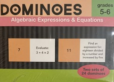 Dominoes Algebraic Expressions  Equations Grades 5-6 Two Sets Of 24 Dominoes