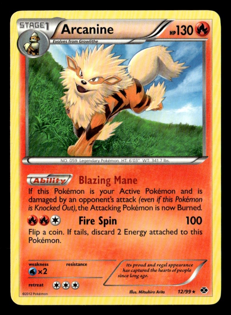 Arcanine (12) Rare Normal Next Destinies 12/99 LP Pokémon TCG