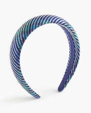 J.Crew Tartan Plaid Sequin Padded Headband, Blue/ Green