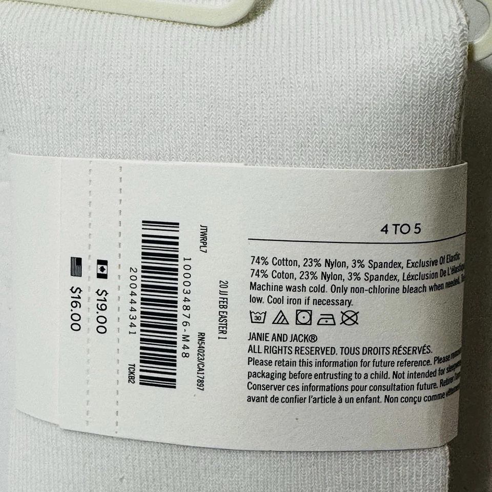 Janie And Jack Niñas Medias Florales 4-5 Y Lazo Paquete Rosa Blanco Foto 4 de 4