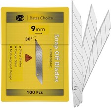 Bates- Snap Off Blades 100 Pcs 9mm 30 Degree Carbon Steel Razor Blades Razo Bates- Snap Off Blades 100 Pcs 9mm 30 Degree Carbon Steel Razor Blades Razo