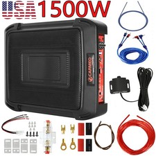 Slim Under-Seat Subwoofer 10" Speaker : 1500W Powered Car Truck Sub w/ Amp Kit