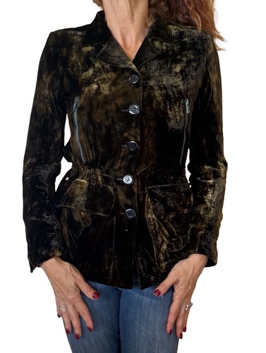 Sonia Rykiel, Giacca blazer Sonia Rykiel France 36 piccola velluto verde utility grunge vintage