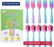VITEVER 10 Pack Toddler Utensils, Stainless Steel Rainbow Silverware Set for Kid