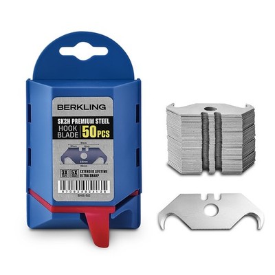 Utility Hook Razor Blades 50 PCS With Dispenser, SK2H Laser Sharpened Hardene...