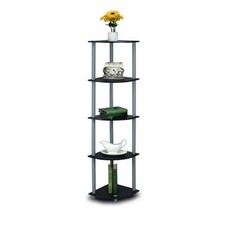 Furinno Turn-N-Tube 5 Tier Corner Display Rack Multipurpose Shelving Unit- Bl...