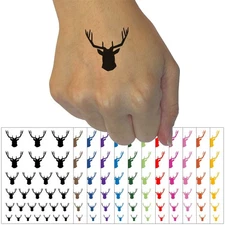 Deer Stag Head Solid Temporary Tattoo Water Resistant Fake Body Art Set Colle...