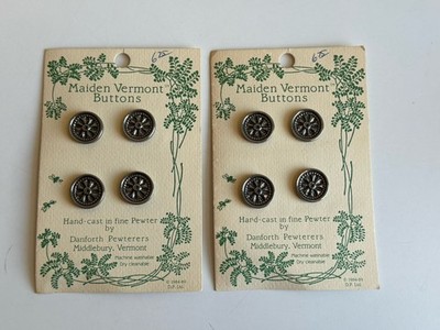 LOT 8! Vintage Maiden Vermont Pewter Round Circle Buttons Danforth Pewterers NOS