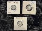 Lot of 3 90% Silver Mercury Dimes Toned 1941 S 1943 D 1945 S F-EF Winged Liberty
