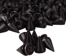PMLAND 200 Sets/Pairs 9.5mm Black Cone Spikes Screwback Studs DIY Craft 