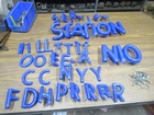 45 Vintage 1950's Standard Oil Gas Service Station 6" & 4" BLUE Sign Letters
