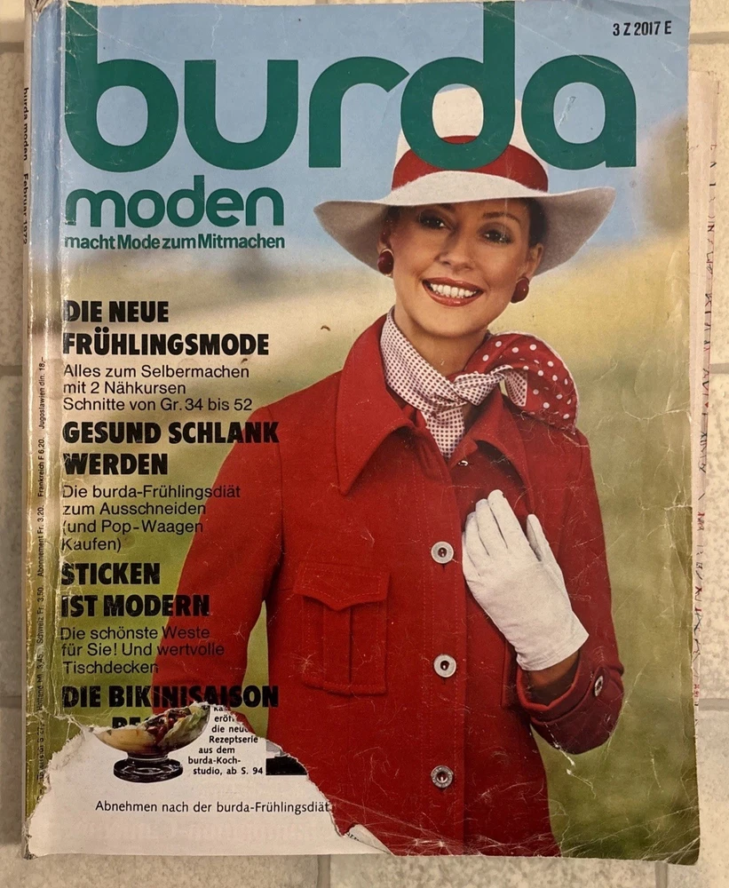 Burda Moden, Februar 1972 mit Arbeitsanleitung und Schnittmuster
