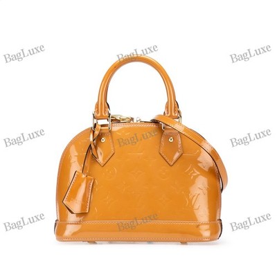 Louis Vuitton LV Monogram Vernis Alma BB Pre-Loved Camel Bag