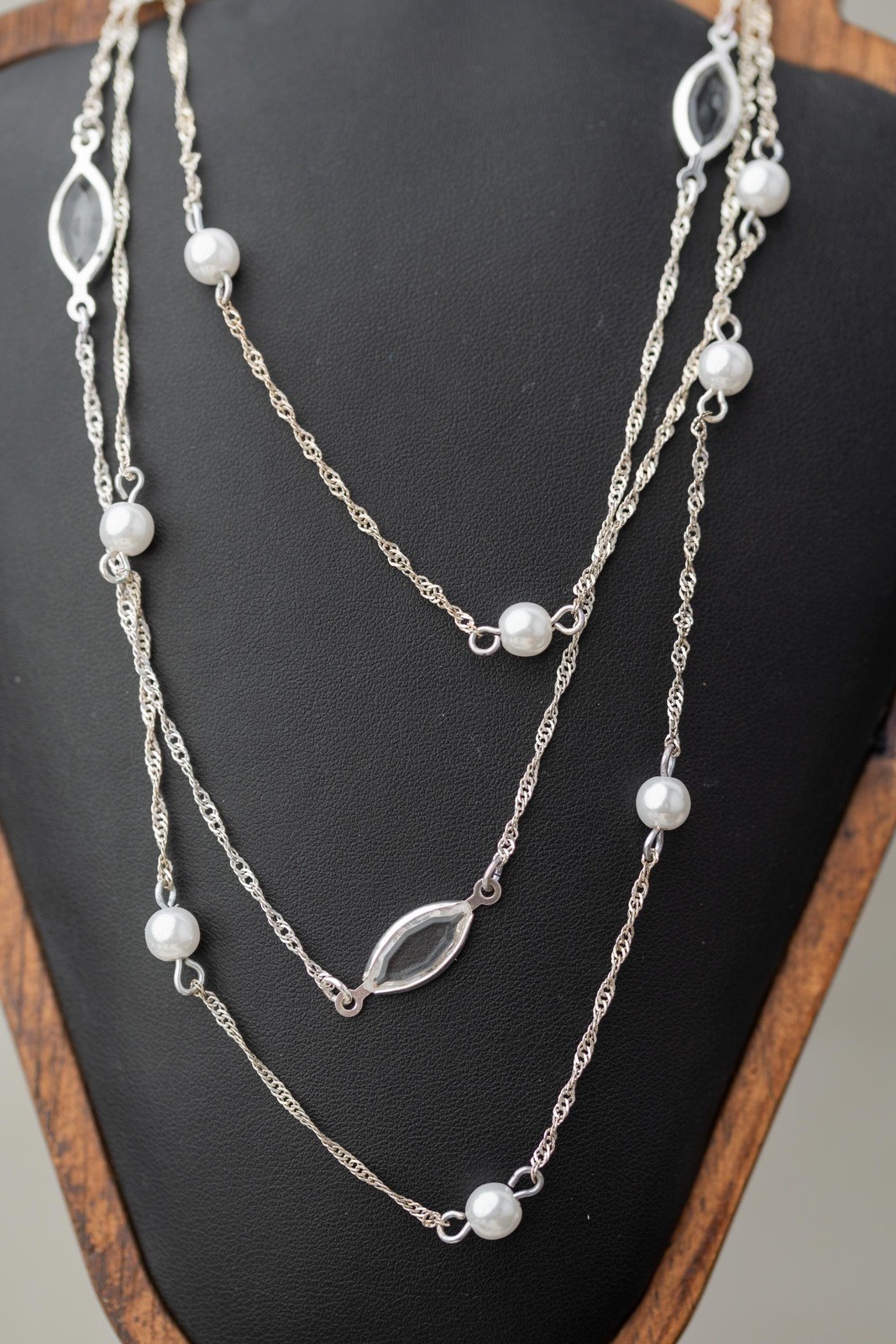 Vintage Avon Layered Faux Pearl Necklace Estate Jewelry