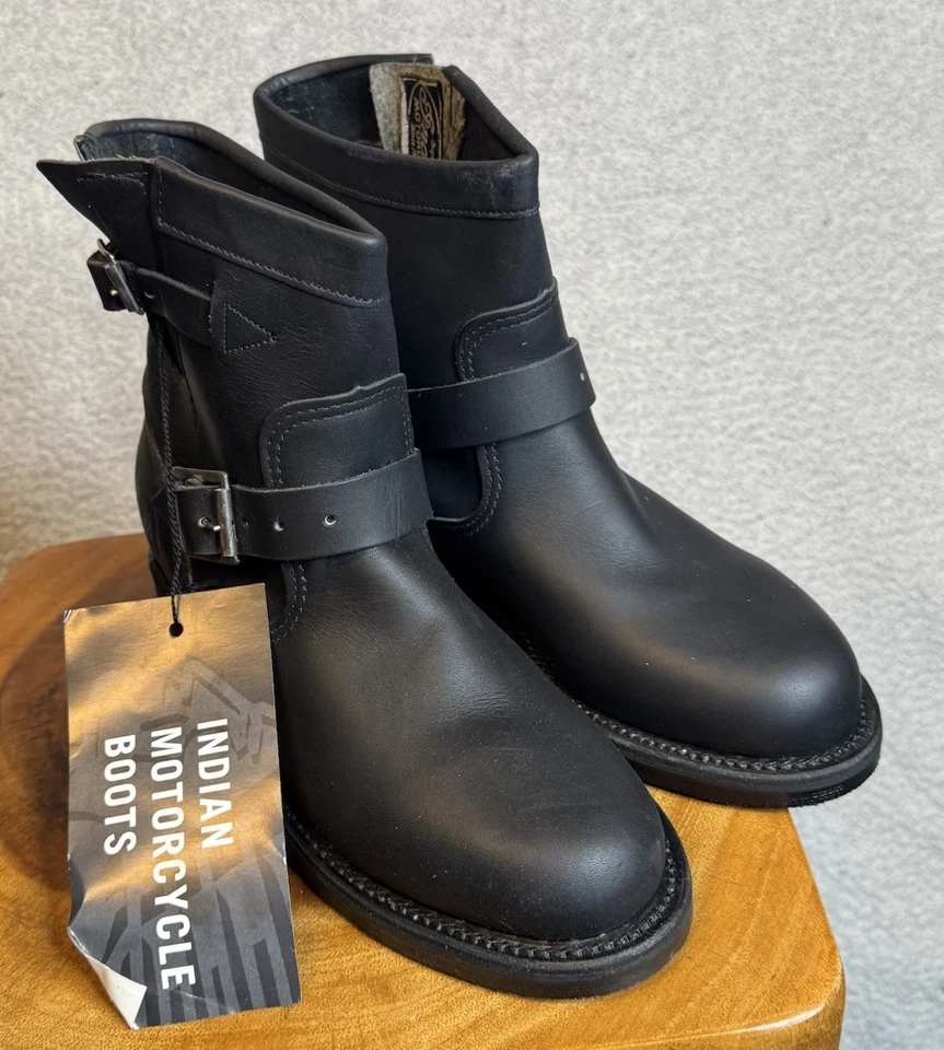 Botas de engenheiro vintage Chippewa Indian 7" 27965L couro preto Wms tamanho 6.5M fabricadas nos EUA - Imagem 2 de 4