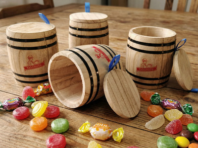 Set of 4 Yakimoto Small Wooden Barrell W/Lid Home Decor Art Storage New Open Box