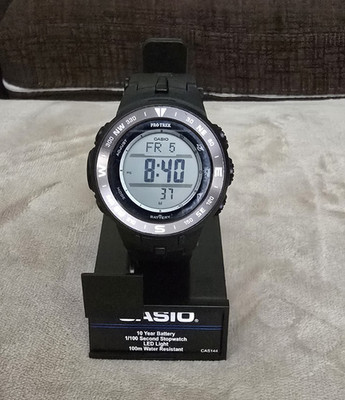 Casio PRO TREK PRG 330 Solar Digital Compass Bezel Watch, Black Resin Strap 100m