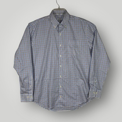 Peter Millar Mens L LS Blue Crown Ease Button Down Preppy Casual Shirt
