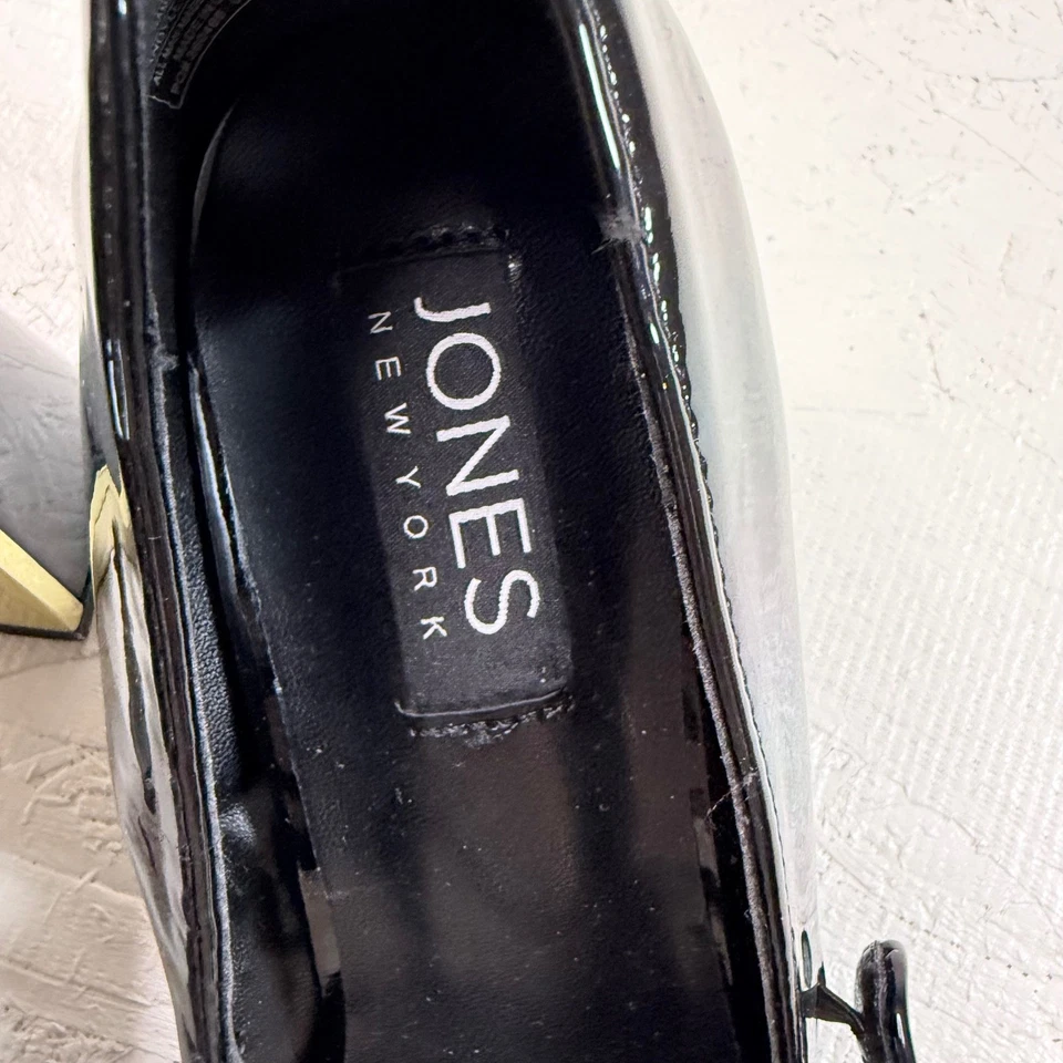 Jones New York VTG Women Black Patent Mary Jane Pumps Heels Shoes Size 8M - Image 2 of 4