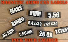 Ammo Can Magnetic Label 9MM 5.56 Bullet Removable Box 12 GA Not A Sticker Decal