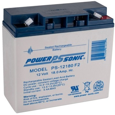 Power-Sonic PS-12180F2-PS-12180 12v 18Ah Lead Acid Battery 12VOLT F2 TERMINAL