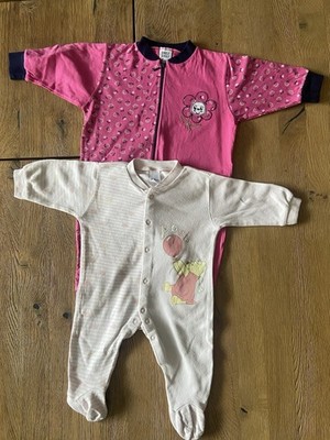 2 Stck. Mädchen Baby Schlafanzüge Einteiler Gr. 62 68 Sommer Langarm