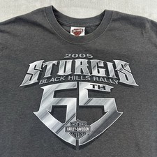 Men's Medium Vintage Harley Davidson T-Shirt Gray 2005 Sturgis 65th Rally