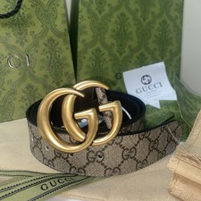Gucci  GG Supreme Belt  1.5 Width Canvas and Leather  Belt  Size 36/90cm