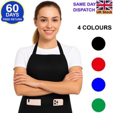 Apron for Women & Men. Unisex Bib Cooking/Kitchen/Chef Apron 2 Pockets Long Ties