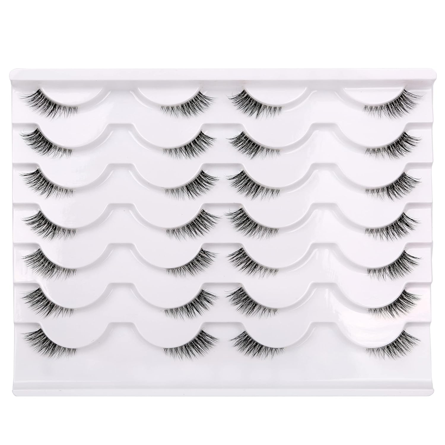 Half False Eyelashes with Clear Band Wispy Cat Eye Look Natural Short Small 3/4