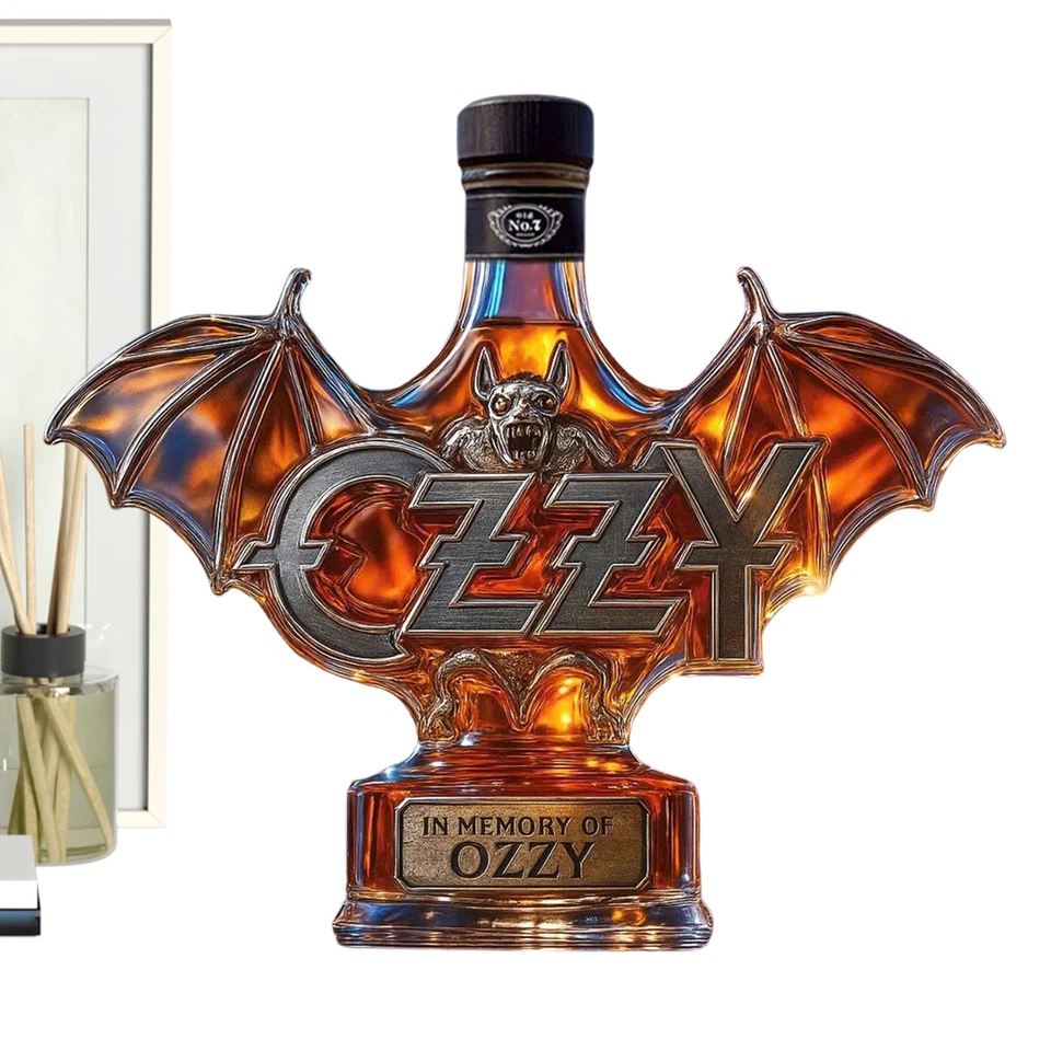In Memory Of Ozzy Whiskey Bottle Osbourne Wing Glass Decanter Unique Gift 300ml - Image 3 of 4