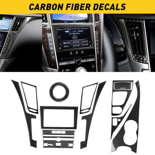 For Infiniti Q50 Q60 2014-2019 Carbon Fiber Style Decor Interior Kit Cover Trim - Foto 2
