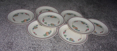 SET OF 8 CORNING CORELLE ABUNDANCE SANDSTONE 8 1/2'' LUNCHEON PLATES  FRUIT