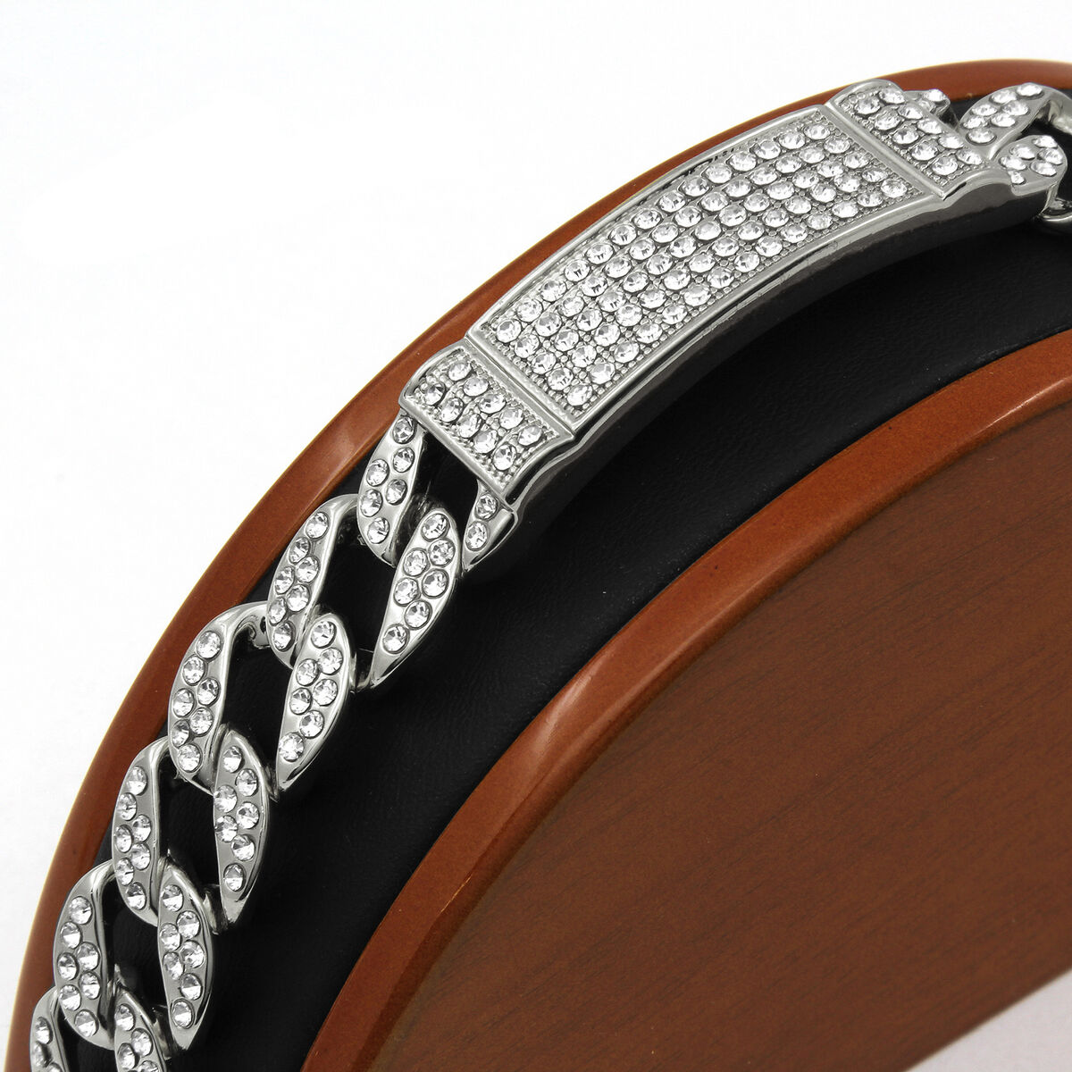 Men's Hip Hop Bracelet Silver Tone Cubic-Zirconia Miami Men's Hip Hop Bracelet Silver Tone Cubic-Zirconia Miami