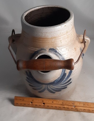 Hard To Find 1990 Rowe Pottery Batter Pail Pitcher Jug Crock Salt Glazed - Picture 8 of 9