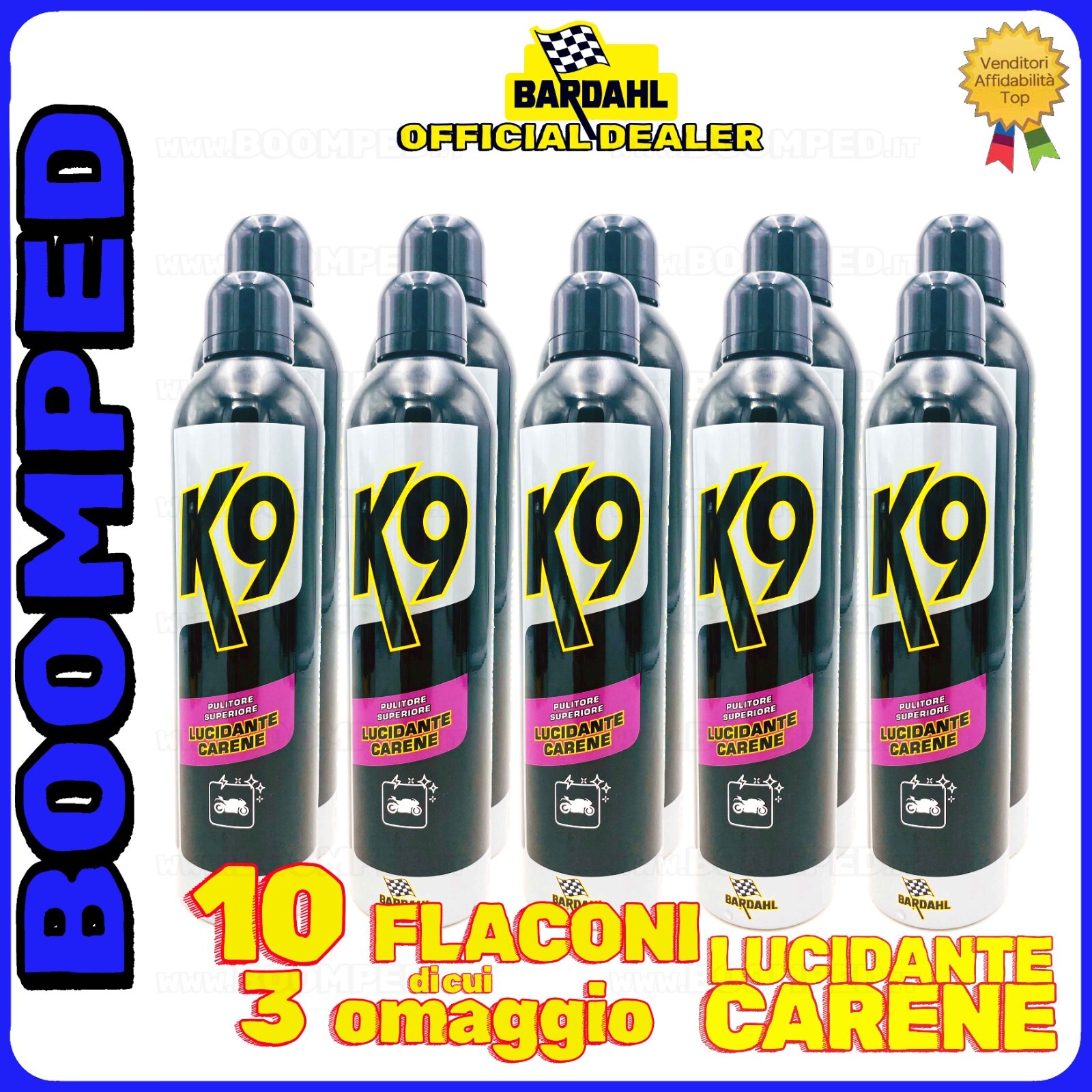 Pulitore LUCIDANTE SPRAY pulizia della MOTO BARDAHL K9 10x400ML 10BD27