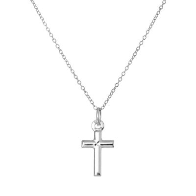 Simple 925 Sterling Silver Cross Pendant on 18 Inch Trace Chain
