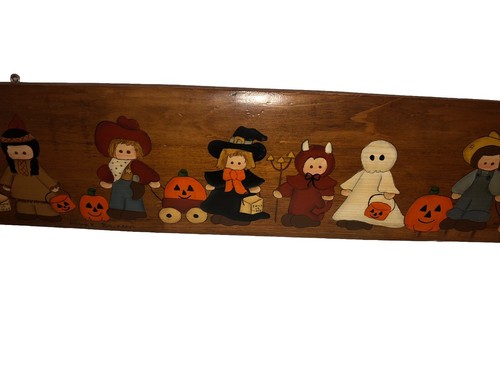 Targa da appendere vintage dipinta a mano da Bauman Halloween dolcetto o scherzetto legno 22"