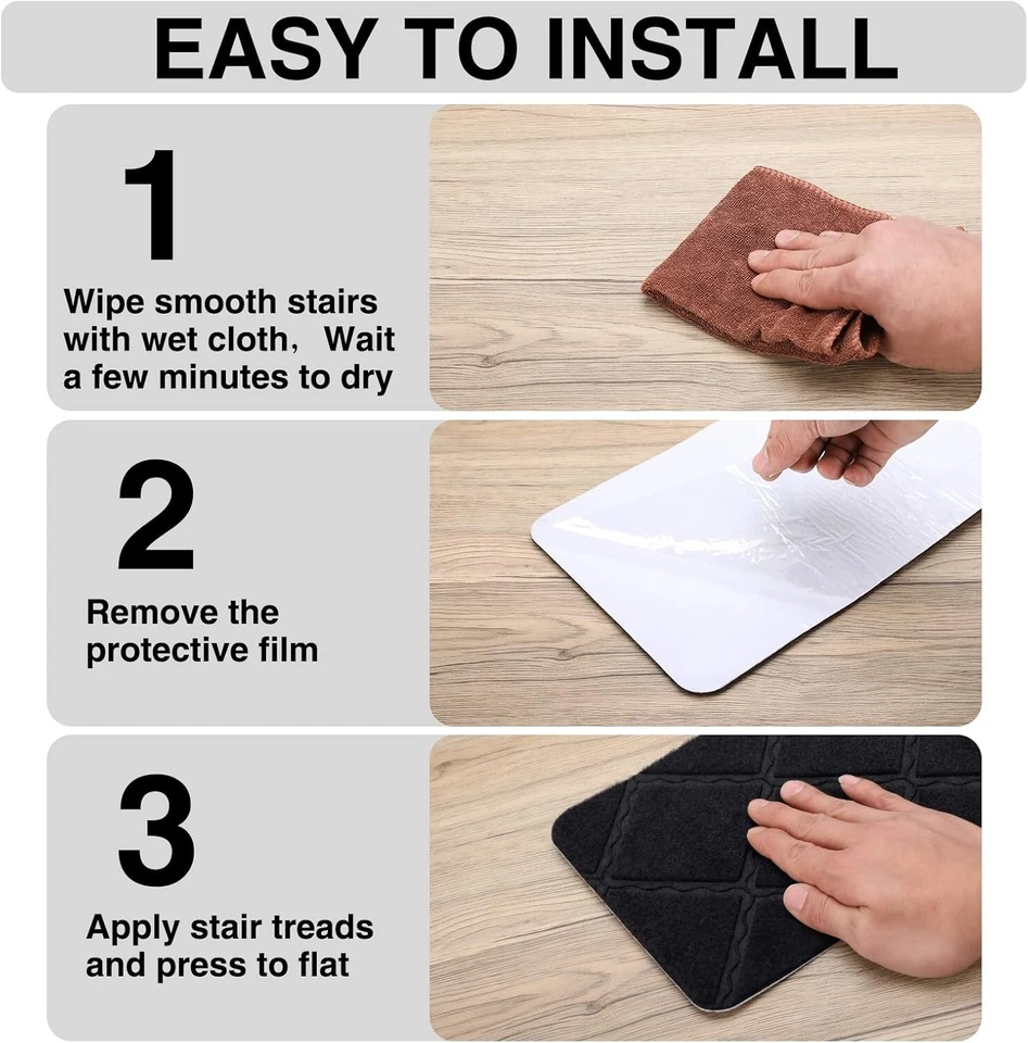15 Alfombra antideslizante ‎30"x8" perfecta para escalleras de madera NUEVO US - Imagem 4 de 4
