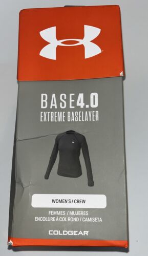 Under Armour Womens UA ColdGear Base 4.0 Top Baselayer Crew Shirt, Black Xsmall - Picture 2 of 6