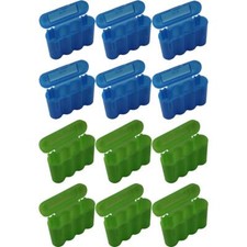 12 Cases 6 Blue and 6 Green AA / AAA / CR123A Battery Holders Storage Cases
