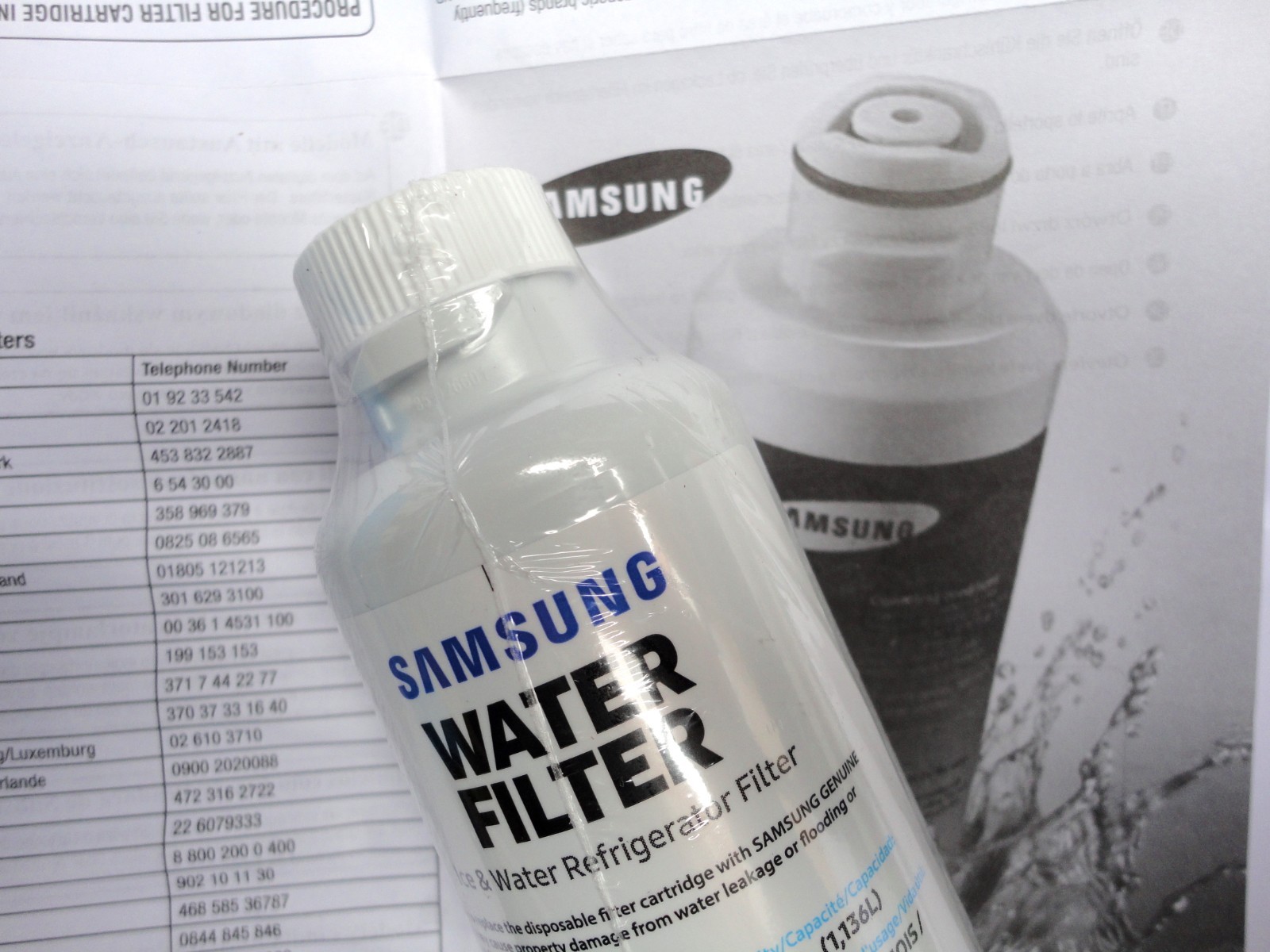 Samsung SRF679SWLS, SRF680CDLS, SRF731GDLS fridge water filter genuine