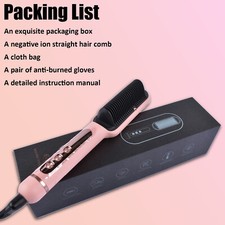 Negative Ionic Hair Straightener Brush w/ 9 Temp Settings Anti-Scald for Women