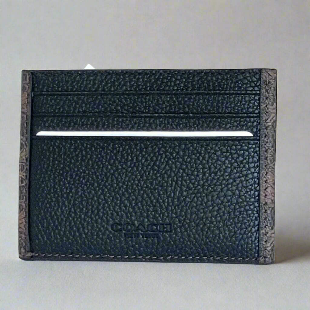 Coach Slim Card Case 4910 Brown Truffle Signature Canvas Leather