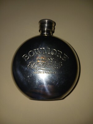 Bowmore Islay Single Malt Scotch Whisky Round Hip Flask Pewter