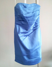 David's Bridal Blue Satin Lined Bridesmaid/Cocktail Dress size 2