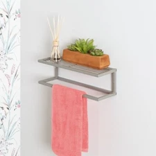 Honey-Can-Do Wall Mounted Slatted Shelf with Towel Bar