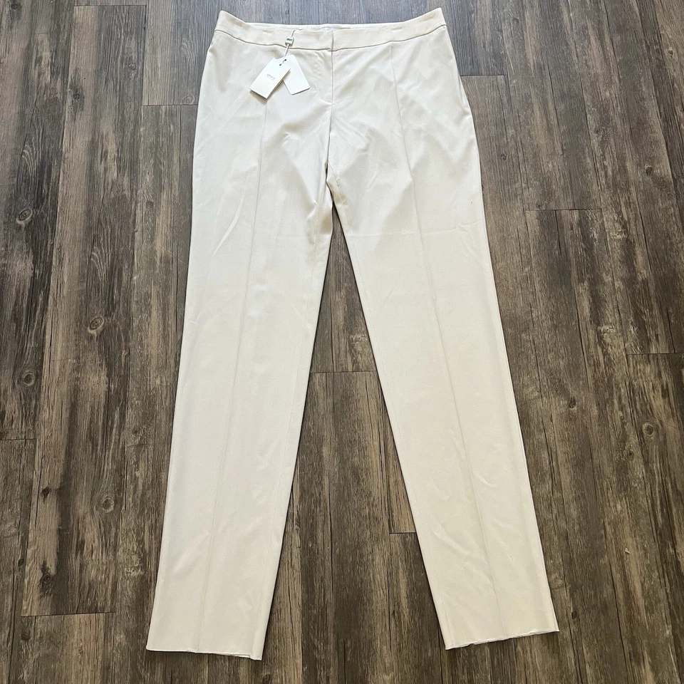 NWT Armani Collezioni Wool Straight Leg Mid Rise Dress Pants Trousers Ivory 16