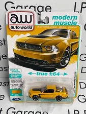 AUTO WORLD 2012 Ford Mustang Boss 302 Yellow 1:64 Diecast Modern Muscle