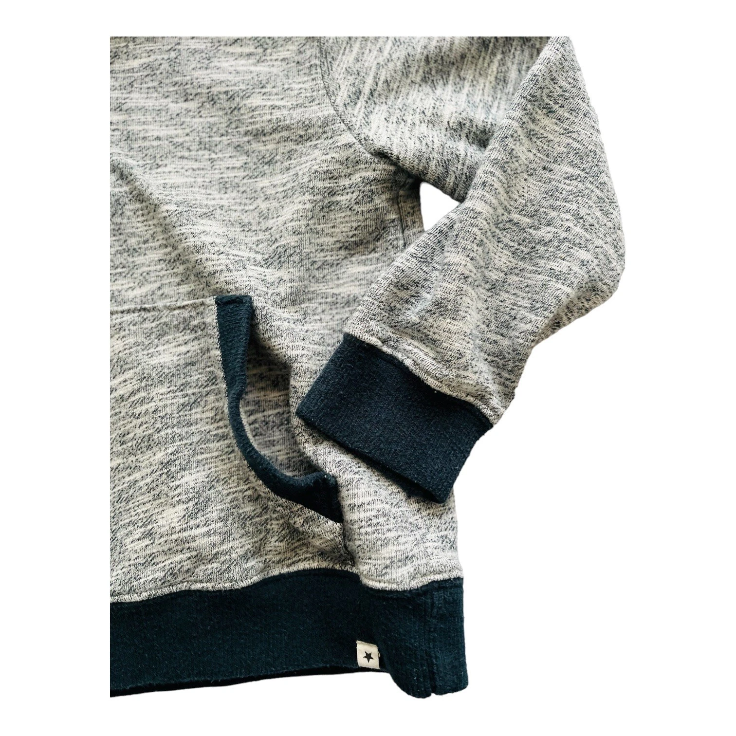 VETEMENTS Felpa con cappuccio Retreat marmo orlo polsino a costine grigio blu navy tasca canguro logo Boy5